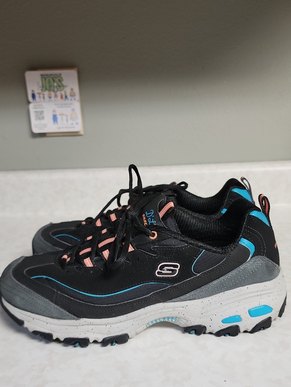Skechers womens Black with Blue & Pink Athletic Sneakers 11 number 994